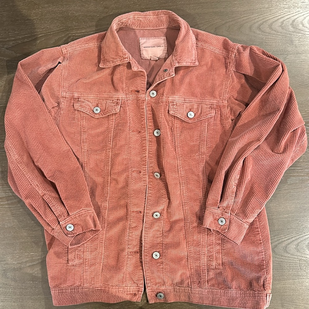 American Eagle Corduroy Shacket - M Coral